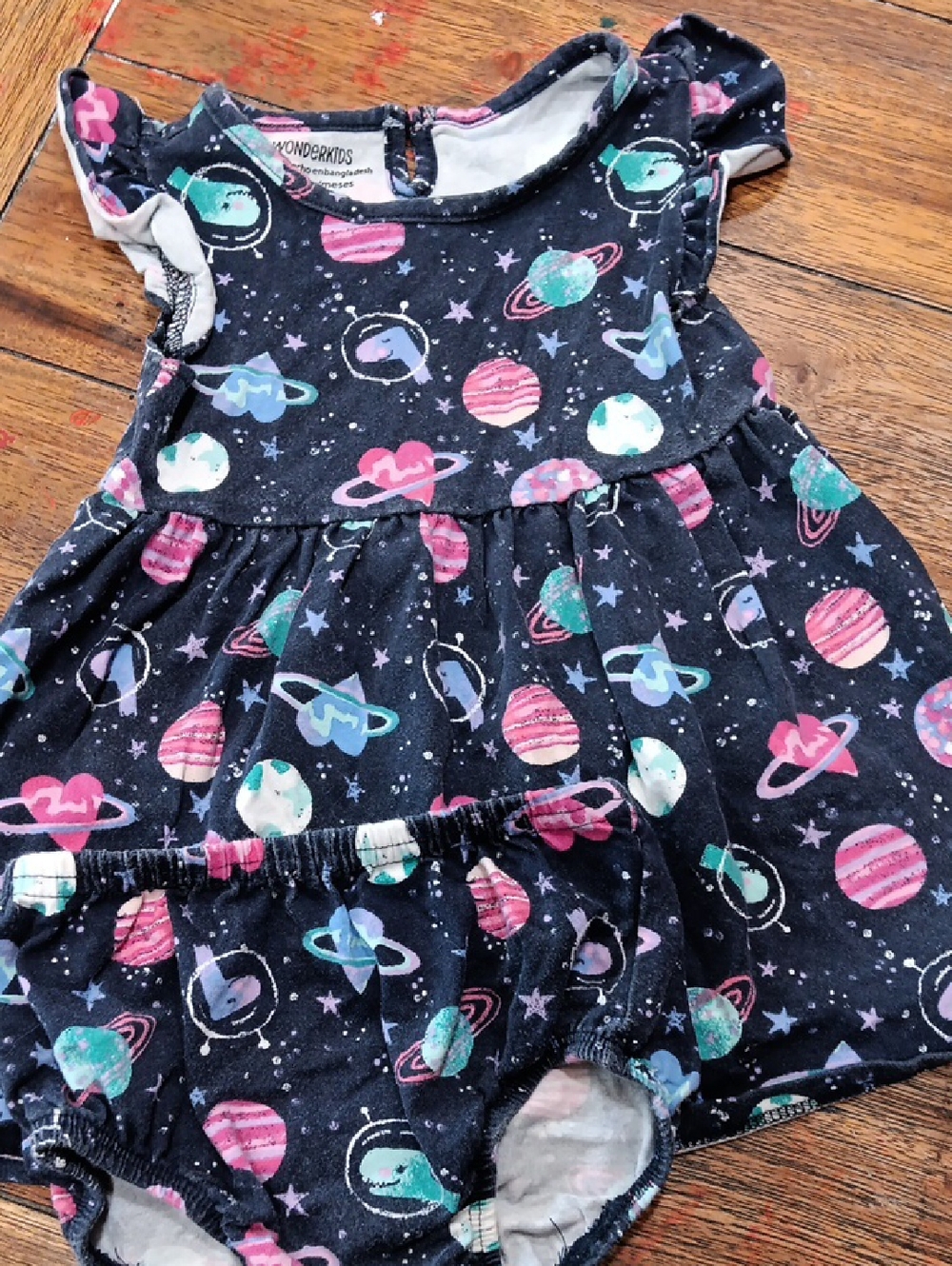 Wonderkids Dress With Ruffle Sleeves And Diaper Cover